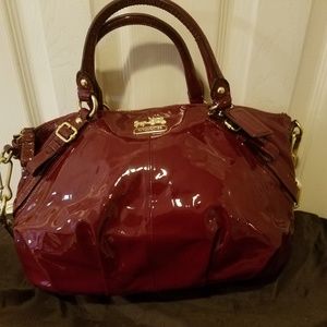 Coach crimson patent leather handbag